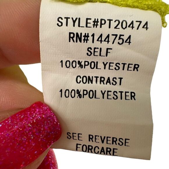 Davi Dani Lime Green Top Long Sleeve Satin Button Up Size 1X Semi Sheer Panel - Picture 8 of 8